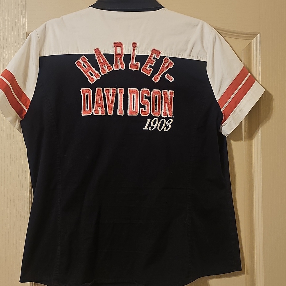 Harley-Davidson Black, White & Red Zip-Up Racing Shirt - Picture 5 of 5